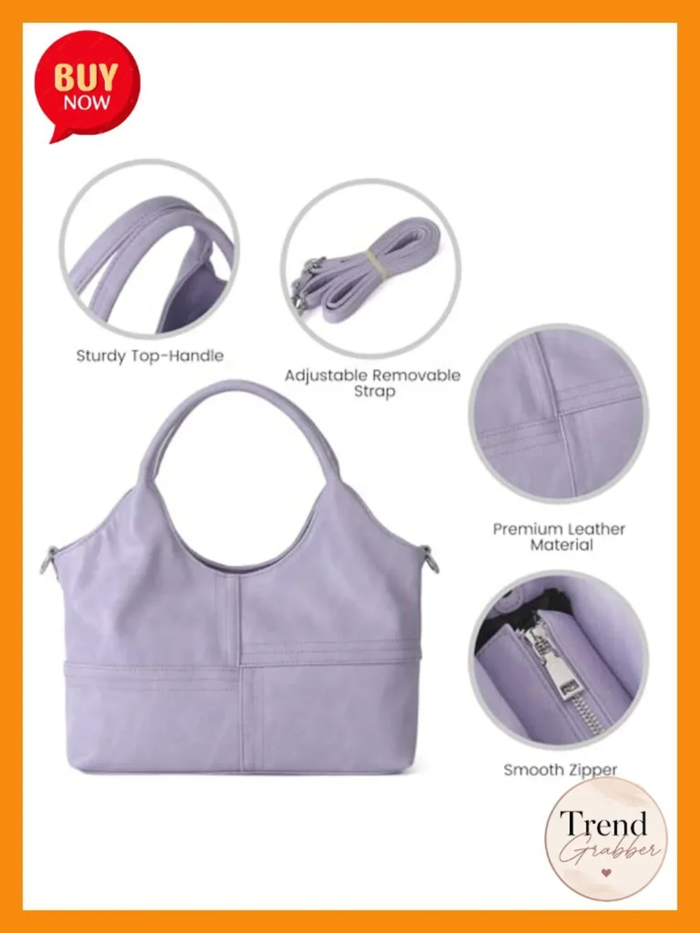 Medium Vegan Leather Tote Hobo Bag with Detachable Strap, Crossbody Satchel
